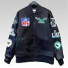 2025 Philadelphia Eagles Black Out Varsity Jacket - Bigfirefashion
