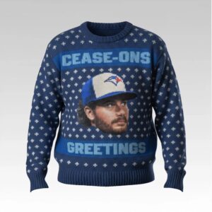 2026 Dylan Cease Blue Jays Case Ons Greetings Ugly Sweater Bigfirefashion