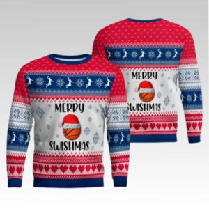 2025 Christmas Basketball Merry Swishmas Ugly Sweater - Bigfirefashion
