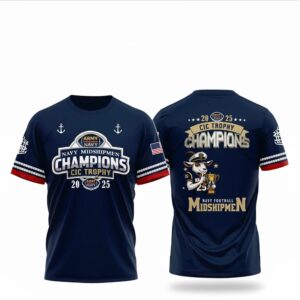 2025 Navy Midshipmen Back To Back CIC Trophy Champions Shirt Bigfirefashion