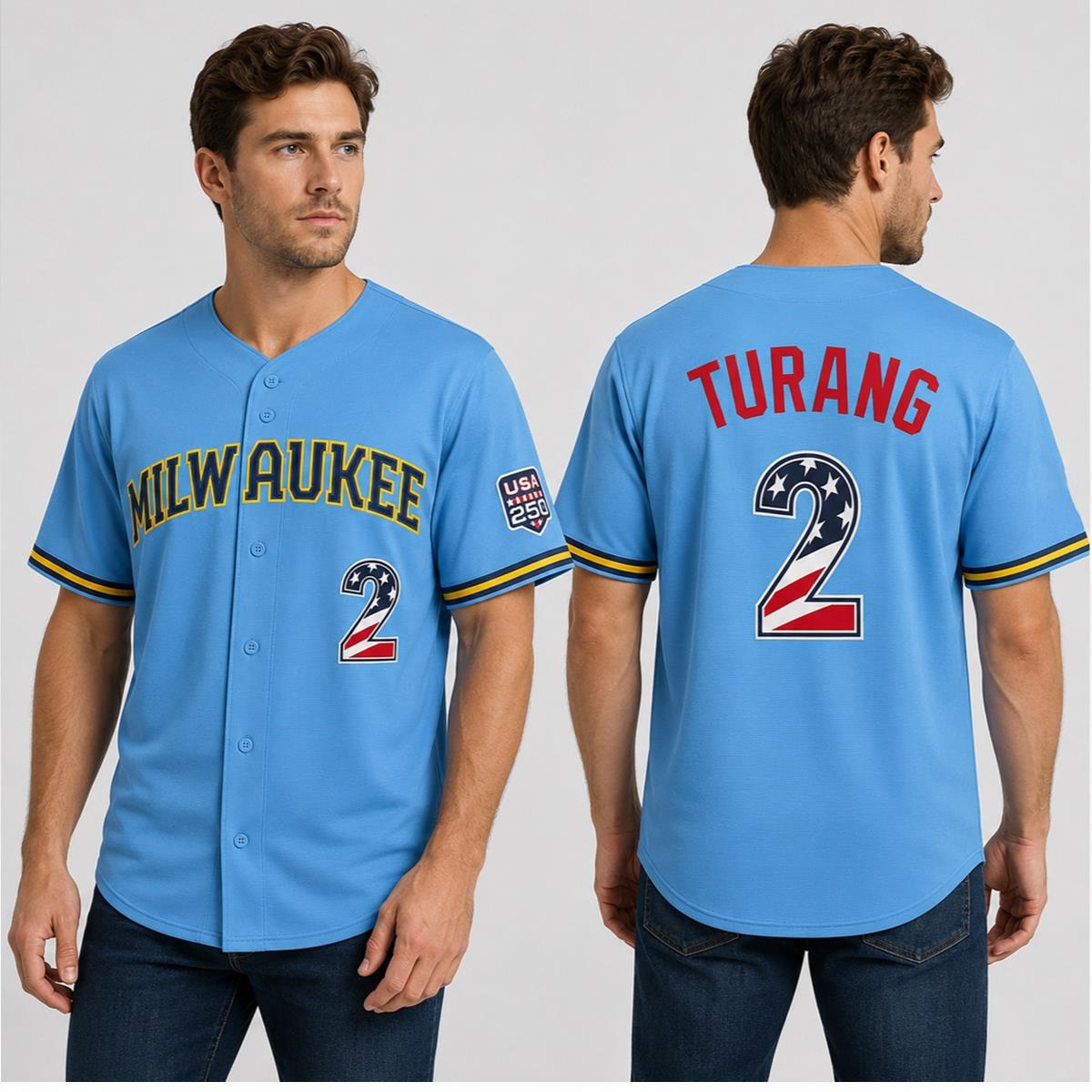 2026 Brewers Brice Turang USA 250 Fourth Of July Jersey 4 2026 Brewers Brice Turang USA 250 Fourth Of July Jersey 1 2 1