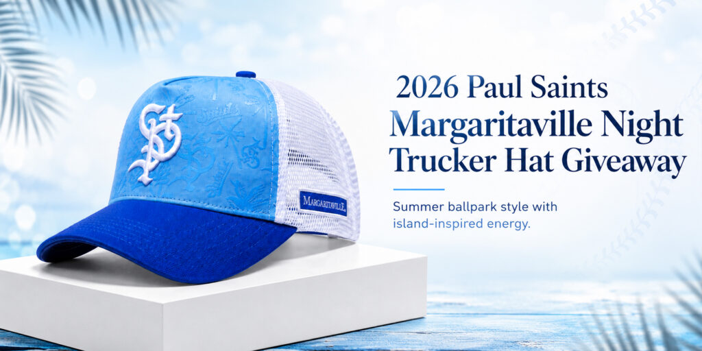 2026 Paul Saints Margaritaville Night Trucker Hat Giveaway Banner Blog