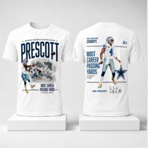 Dak Prescott Another Franchise Record Broken Most Career Passing Yards Cowboys 2026 Shirt