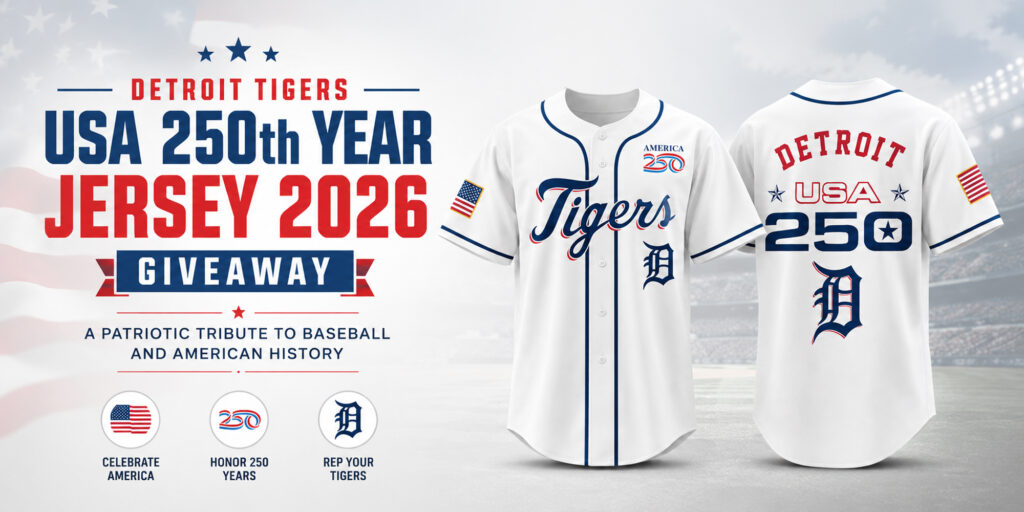 Detroit Tigers USA 250th Year Jersey 2026 Giveaway Banner