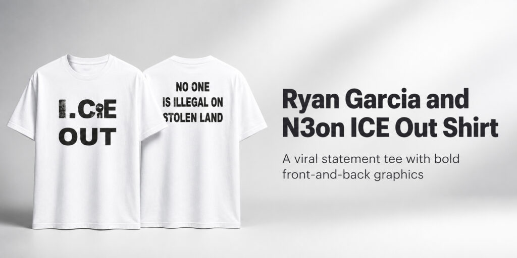 Ryan Garcia and N3on ICE Out No One Is Illegal on Stolen Land Shirt: Design, Meaning, and the Story Behind the Viral Look 1 Ryan Garcia and N3on ICE Out No One Is Illegal on Stolen Land Shirt Banner