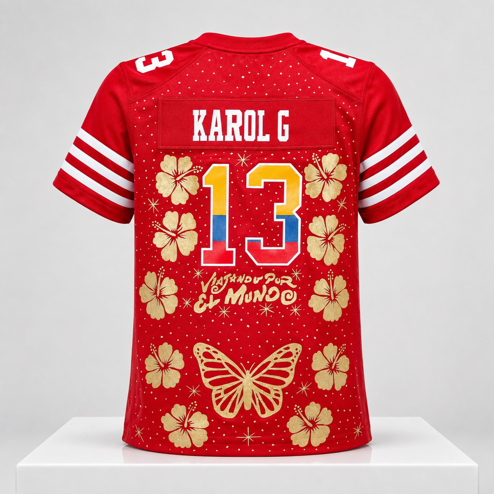 SF 49ers Karol G Viajando Por El Mundo 2026 Jersey 2 SF 49ers Karol G Viajando Por El Mundo 2026 Jersey 2 1