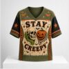 Stay Creepy Skull Pumpkin Halloween 2026 V Neck Shirt 1 1