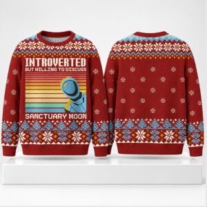 Introverted But Willing To Discuss Sanctuary Moon Christmas 2026 Ugly Sweater