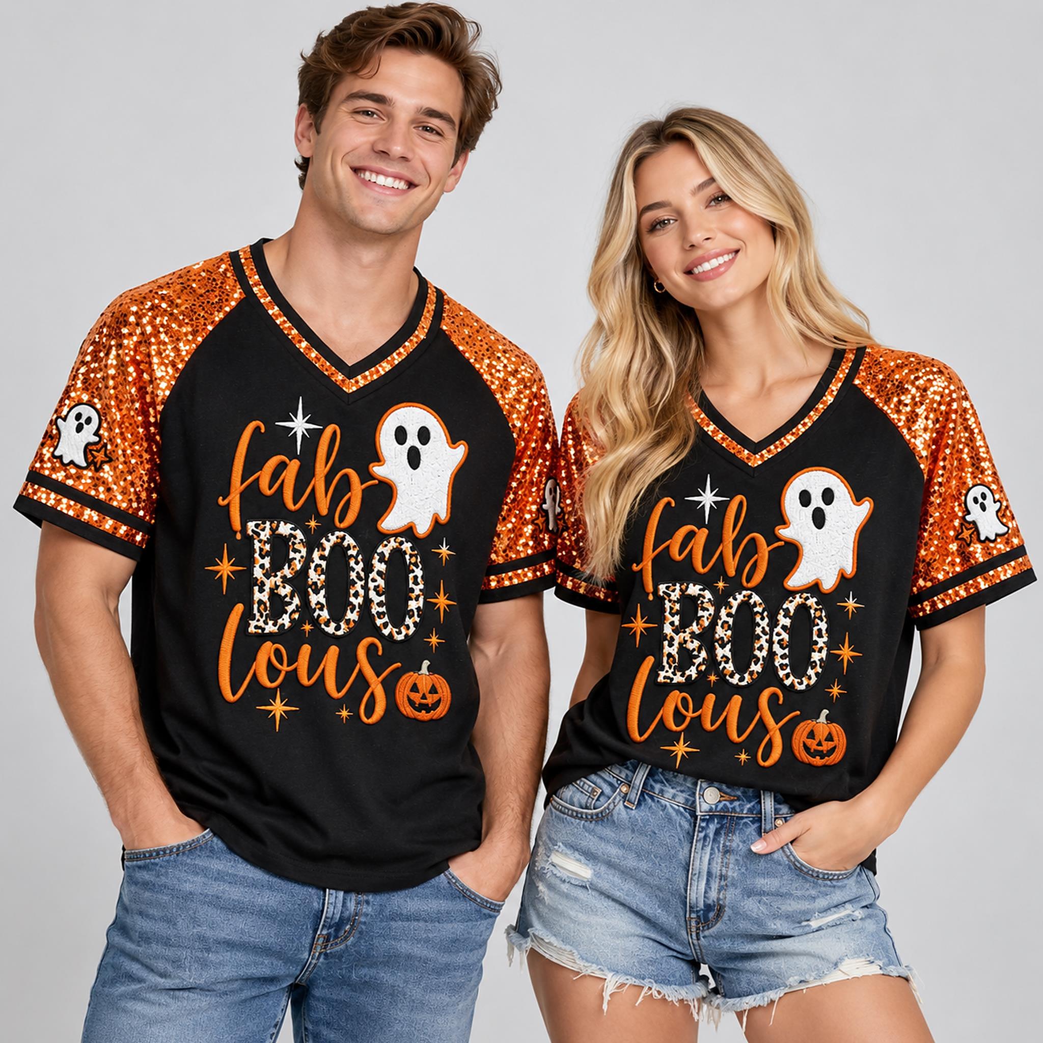 Faboolous Ghost Halloween 2026 V Neck Shirt 4 Faboolous Ghost Halloween 2026 V Neck Shirt 1 2 1