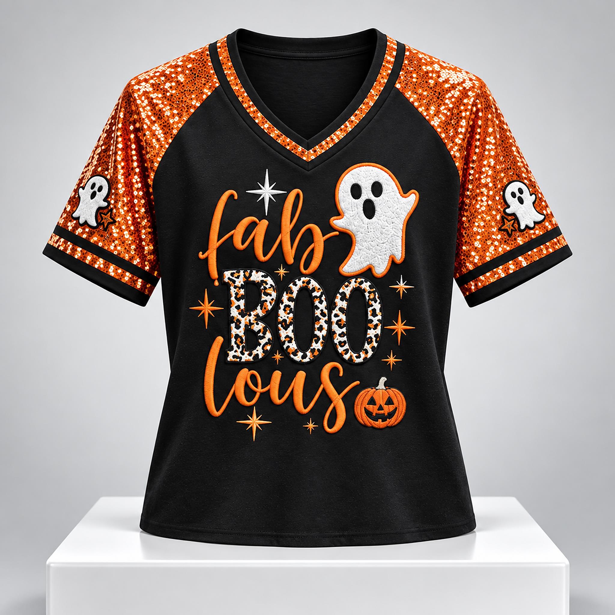 Faboolous Ghost Halloween 2026 V Neck Shirt 1 Faboolous Ghost Halloween 2026 V Neck Shirt 2 1