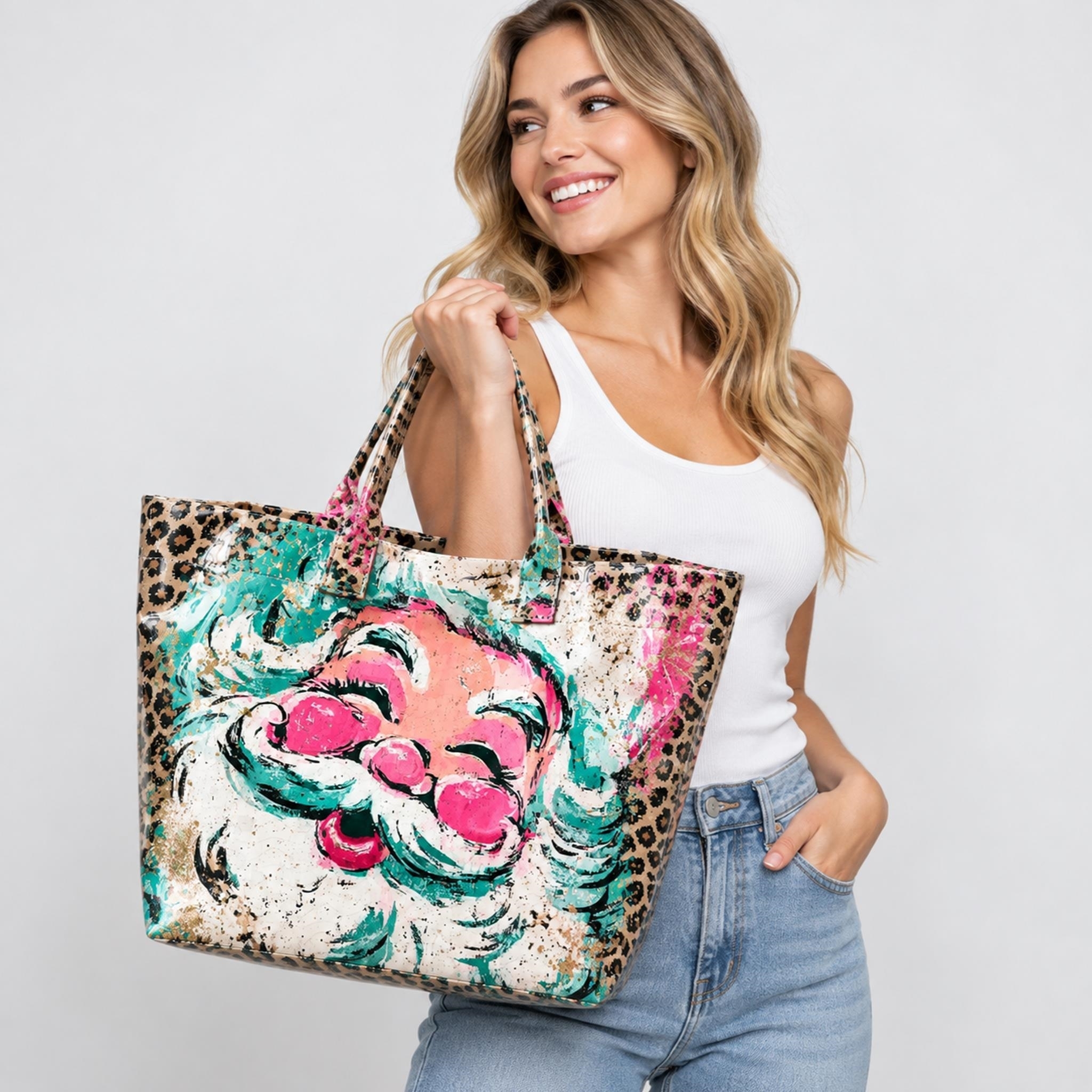 Leopard Glitter Christmas Santa 2026 Tote Bag 4 Leopard Glitter Christmas Santa 2026 Tote Bag 1 2 1
