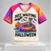 Skeleton Bat Just Waiting For Halloween 2026 V Neck Shirt 1 1