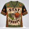 Stay Creepy Skull Pumpkin Leopard Bat Halloween 2026 V Neck Shirt 1 1