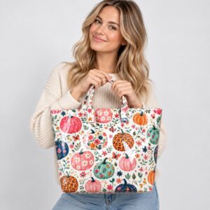 TOsj0mES Pink Floral Pumpkin 2026 Tote Bag 1 2 1