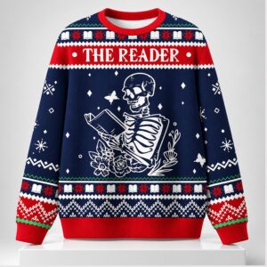 Skeleton The Reader Christmas 2026 Ugly Sweater