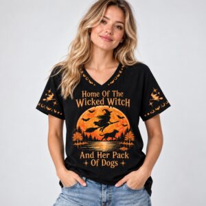dOeNd2QI Home Of The Wicked Witch And Her Pack Of Dogs Halloween 2026 V Neck Shirt 1 2 1