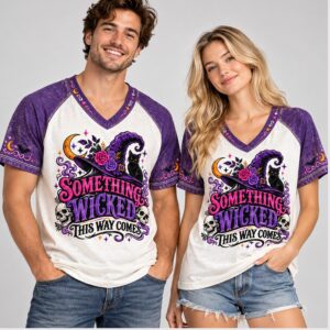 jyPVxuG9 Something Wicked This Way Comes Halloween 2026 V Neck Shirt 1 1 1