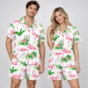 mn2UJfRY Watercolor Flamingo Flower 2026 Pajamas Set 1 2 1