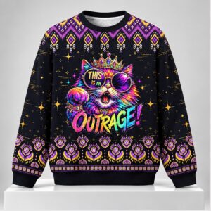 This Is An Outrage Cat Christmas 2026 Ugly Sweater