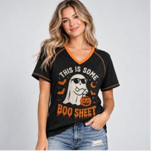 xbFZNdlo This Is Some Boo Sheet Halloween 2026 V Neck Shirt 1 1 1