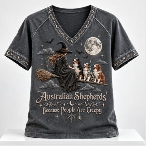 Australian Shepherds Because People Are Creepy Halloween 2026 V Neck Shirt