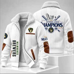 9dVKRxzc Brewers 2026 NLCS National League Champions Fleece Jacket 4 1 1