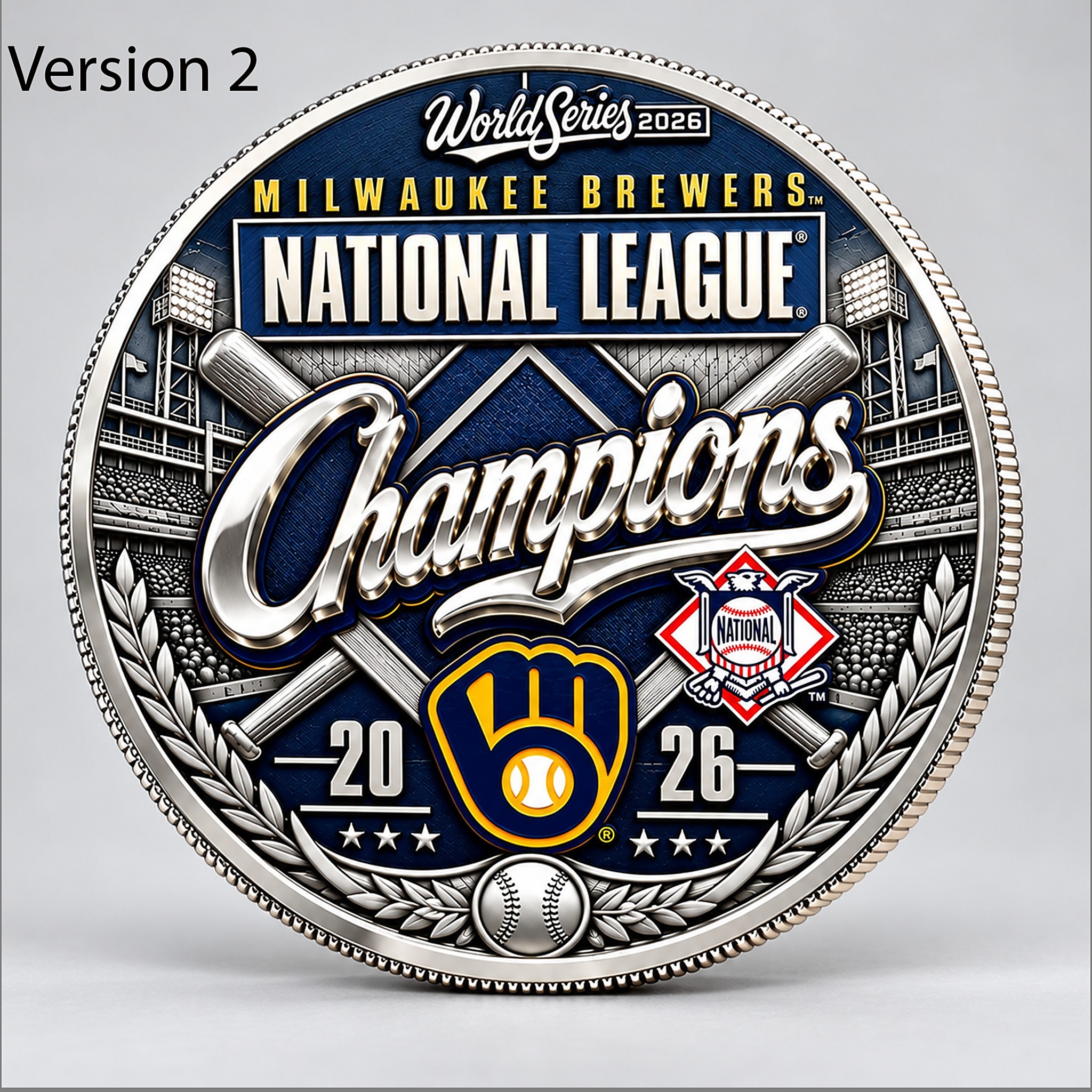 Brewers 2026 National League Champions World Series Coin 2 Brewers 2026 National League Champions World Series Coin 1 1 1