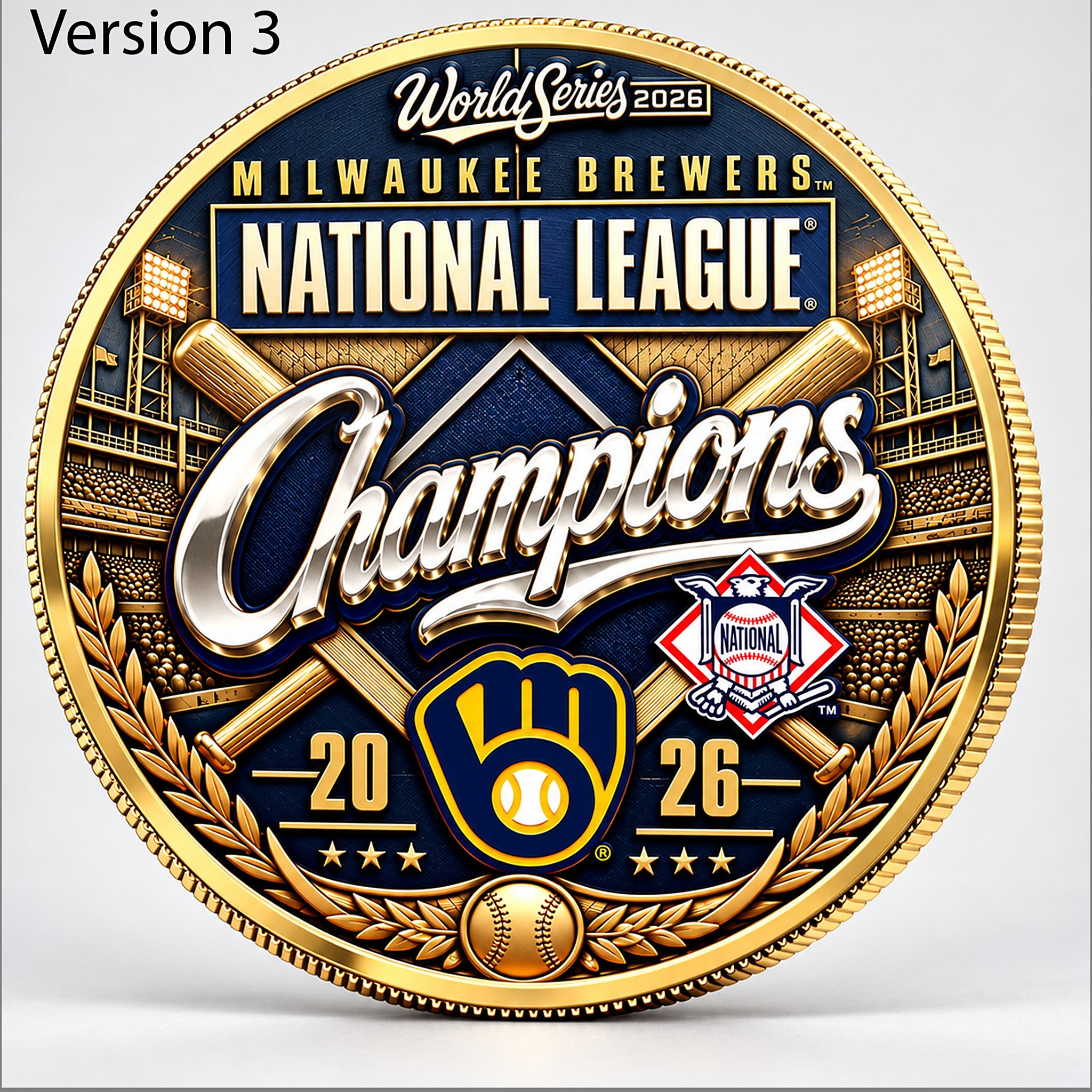 Brewers 2026 National League Champions World Series Coin 3 Brewers 2026 National League Champions World Series Coin 2 1 1