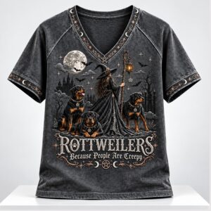 Rottweilers Because People Are Creepy Halloween 2026 V Neck Shirt