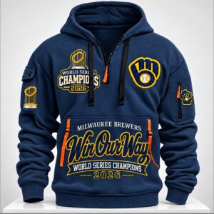 MQq1dlhW Brewers 2026 World Series Champions Trophy Win Our Way Quarter Zip Hoodie 3 1 1