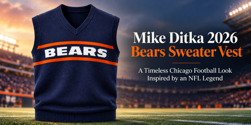 Mike Ditka 2026 Bears Sweater Vest Banner