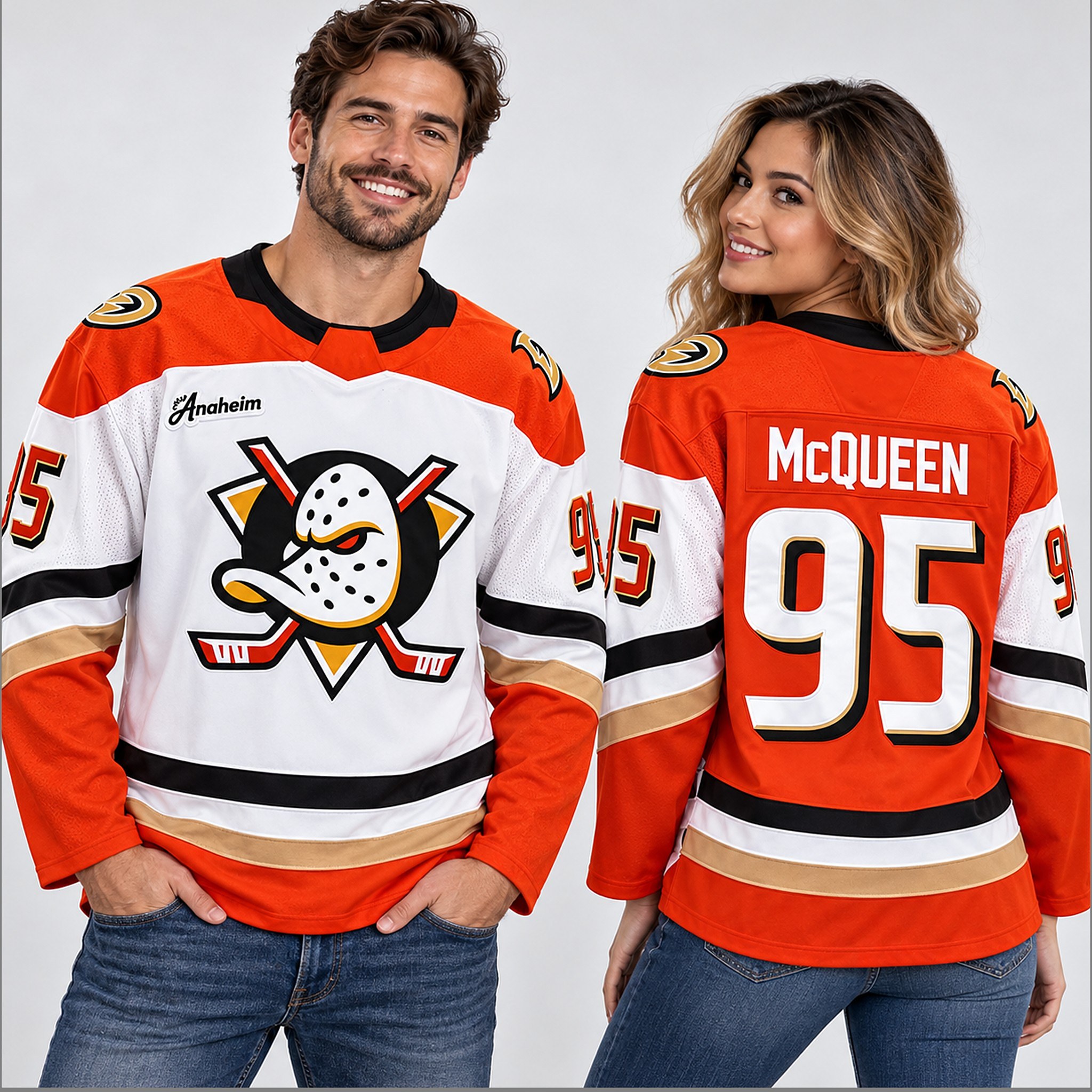Roger McQueen Ducks Lightning McQueen 95 Hockey Jersey 2 Roger McQueen Ducks Lightning McQueen 95 Hockey Jersey 1 1 1