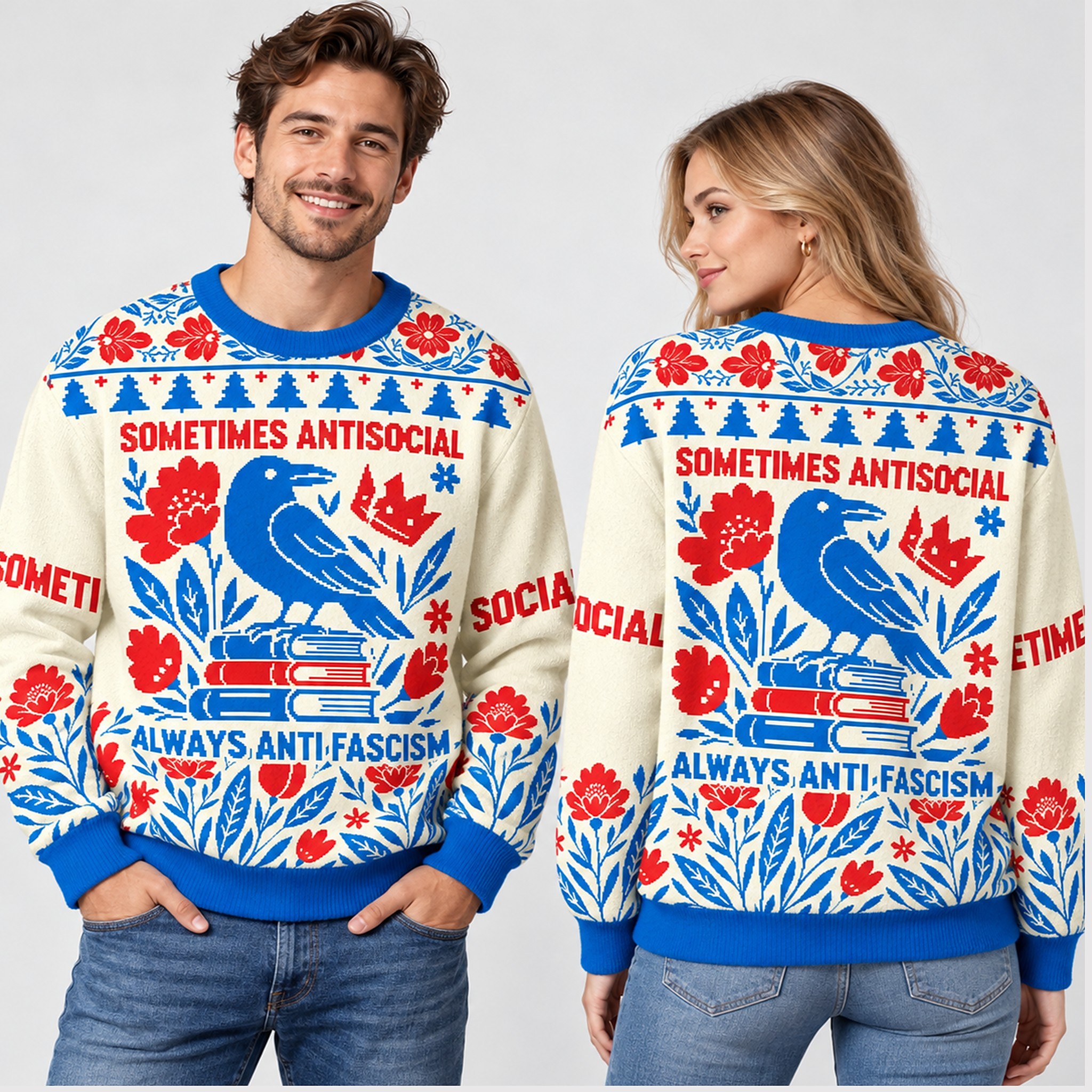Sometimes Antisocial Always Anti Fascism Christmas 2026 Ugly Sweater 4 Sometimes Antisocial Always Anti Fascism Christmas 2026 Ugly Sweater 1 1 1