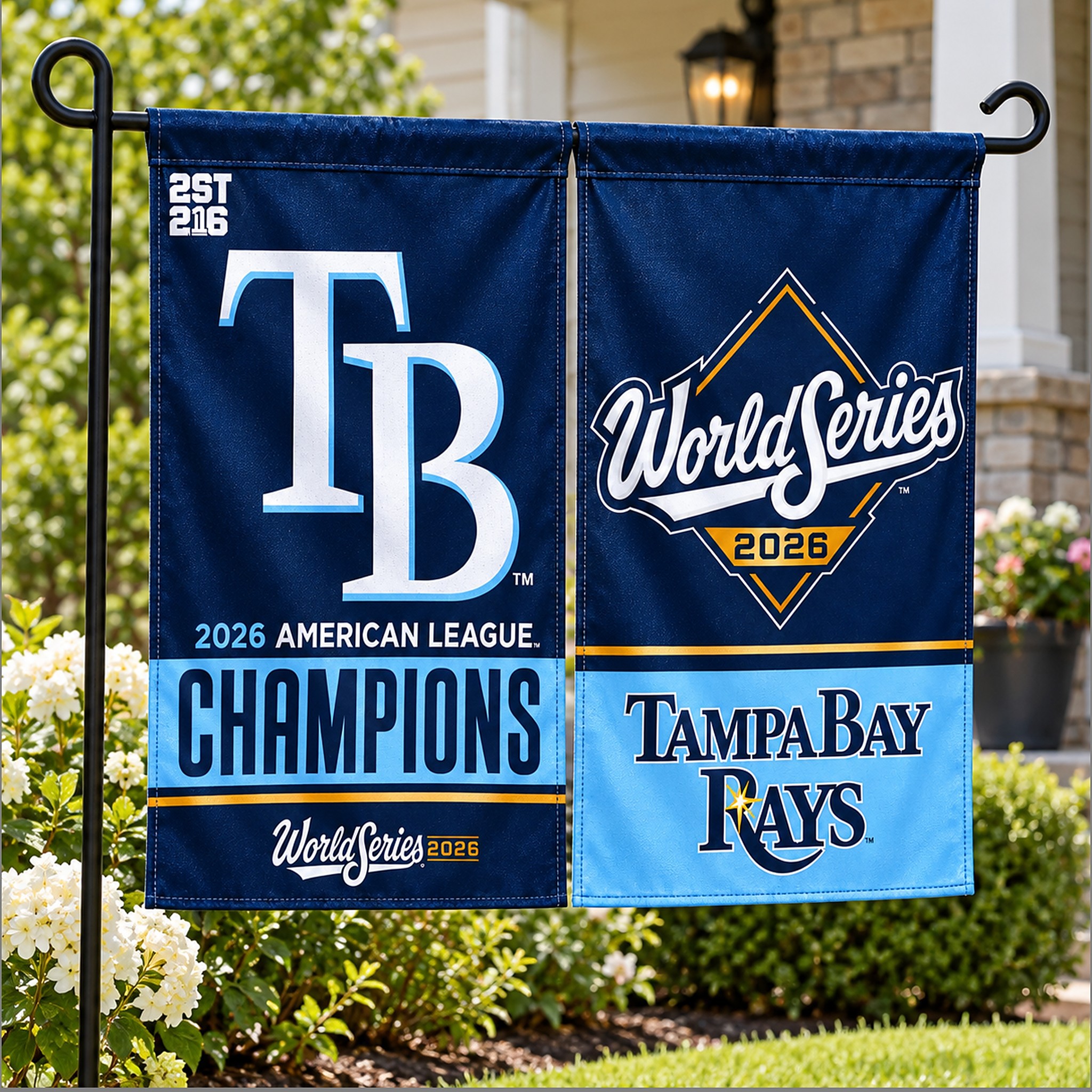 TB Rays 2026 American League Champions World Series Double Side Flag 4 TB Rays 2026 American League Champions World Series Double Side Flag 1 1 1