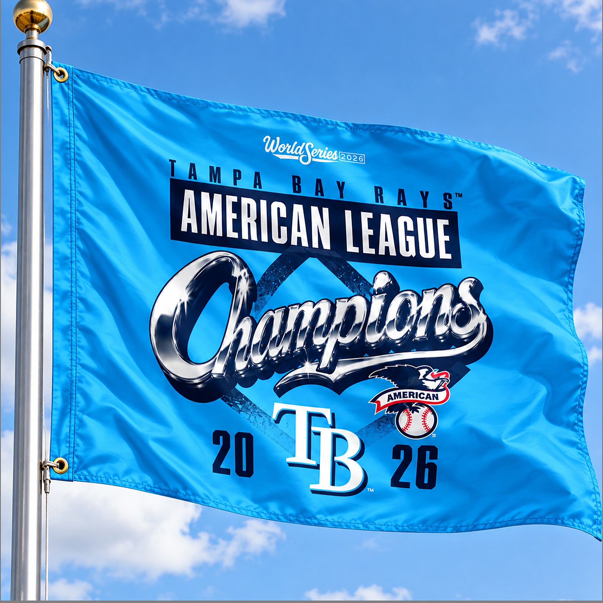 TB Rays 2026 American League Champions World Series Flag 4 TB Rays 2026 American League Champions World Series Flag 1 1 1