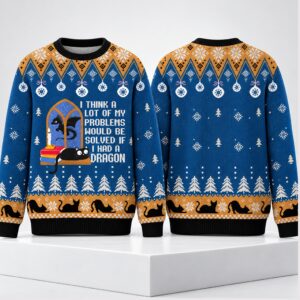 I Think A Lot Of My Problems Would Be Solved If I Had A Dragon Christmas 2026 Ugly Sweater