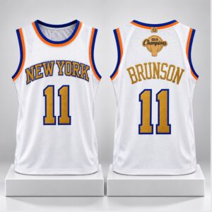 Jalen Brunson NY Knicks 2025 26 Champions Gold Jersey