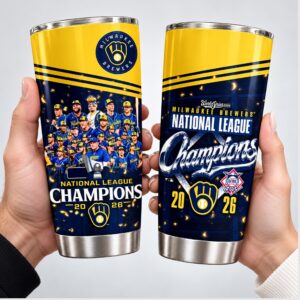 WbJvl58e Brewers 2026 National League Champions World Series Tumbler 1 1 1