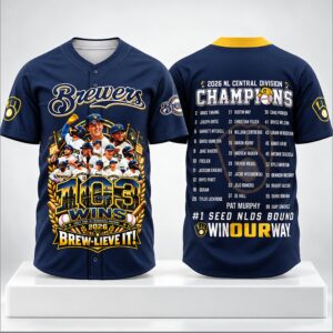 Brewers NL Central Division Champions 103 Wins Brew Live It 2026 Jersey