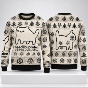 I Need Ibuprofen Cat Christmas 2026 Ugly Sweater