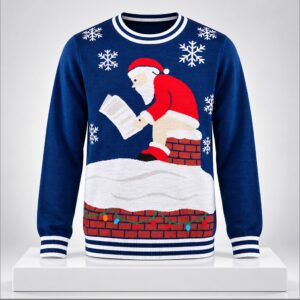 Santa Log on Fire Christmas 2026 Ugly Sweater