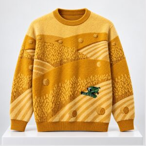 Mustard Yellow Farm Landscape Knit 2026 Sweater