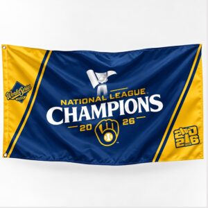 exbs52TX Brewers 2026 NLCS World Series National League Champions Flag 2 1 1